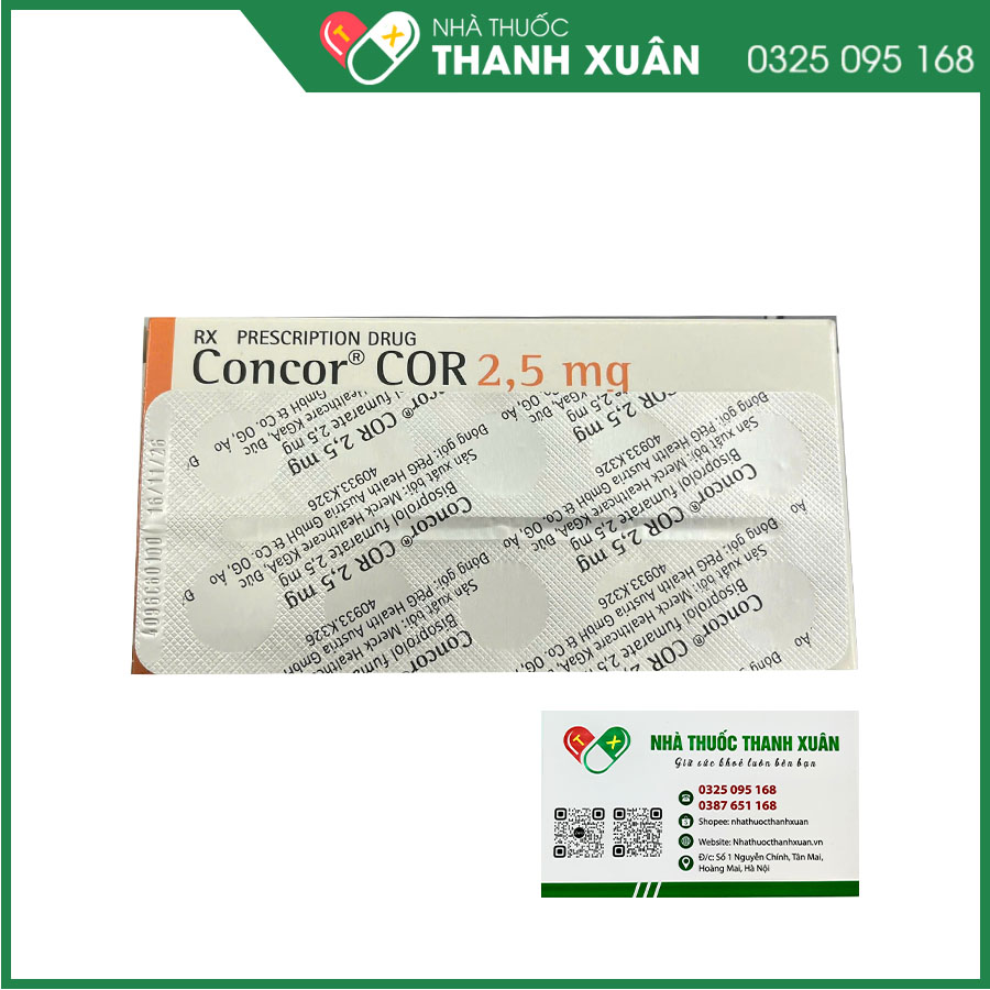 Concor 2,5mg điều trị tăng huyết áp, bệnh mạch vành, bệnh suy tim mạn tính ổn định